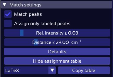Match settings panel